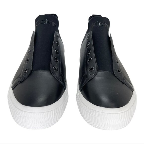 Calvin Klein Valorie Black Leather Neoprene Womens Sneakers Size 10M - Picture 4 of 14